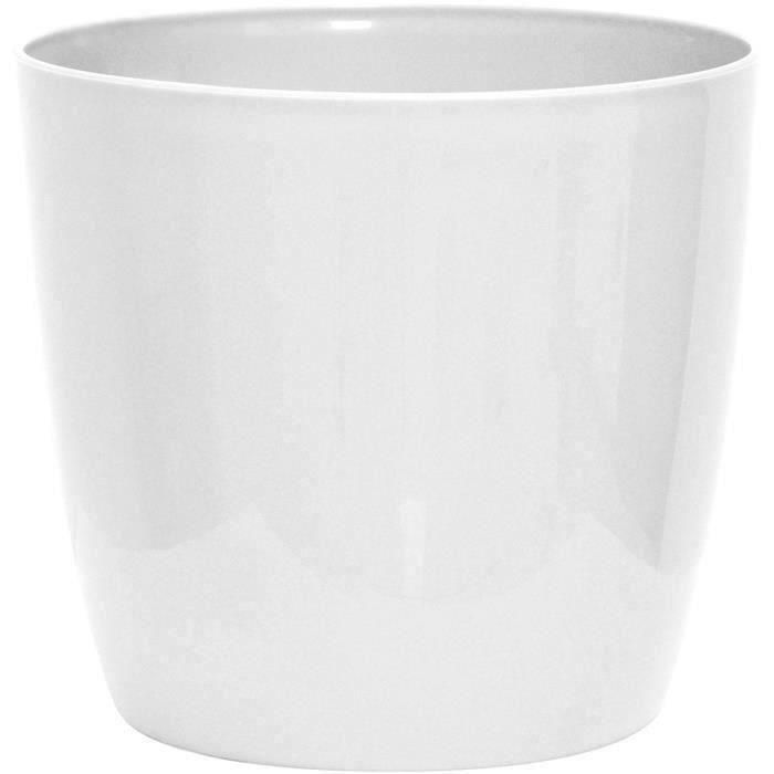Maceta brillante - GARDEN ID - Blanco Brillante con ruedas - 35 x 32 cm - Aspecto cerámico - Impermeable - Fácil de mover 1 Maceta brillante - GARDEN ID - Blanco Brillante con ruedas - 35 x 32 cm - Aspecto cerámico - Impermeable - Fácil de mover 1