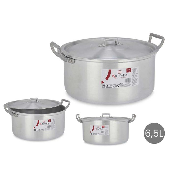 Cacerola de Aluminio Kinvara 26 cm 6,5 L - Plata, Apto Gas/Horno/Lavavajillas (6 Unidades) Cacerola de Aluminio Kinvara 26 cm 6,5 L - Plata, Apto Gas/Horno/Lavavajillas (6 Unidades)