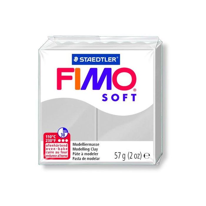 Staedtler FIMO Soft Pasta de Modelar Blanda 57g Gris, Dividida en 8 Segmentos, Lista para Usar