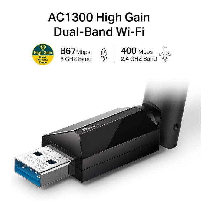 TPLINK ARCHER T3U PLUS Adaptador USB 3.0 WiFi AC 867Mbps Dual Band con 1 Antena 1
