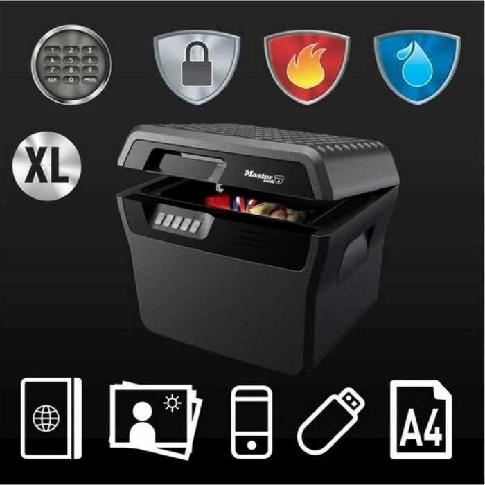 Caja Fuerte con Cerradura Electrónica Master Lock Negro 18,5 L 1 Caja Fuerte con Cerradura Electrónica Master Lock Negro 18,5 L 1