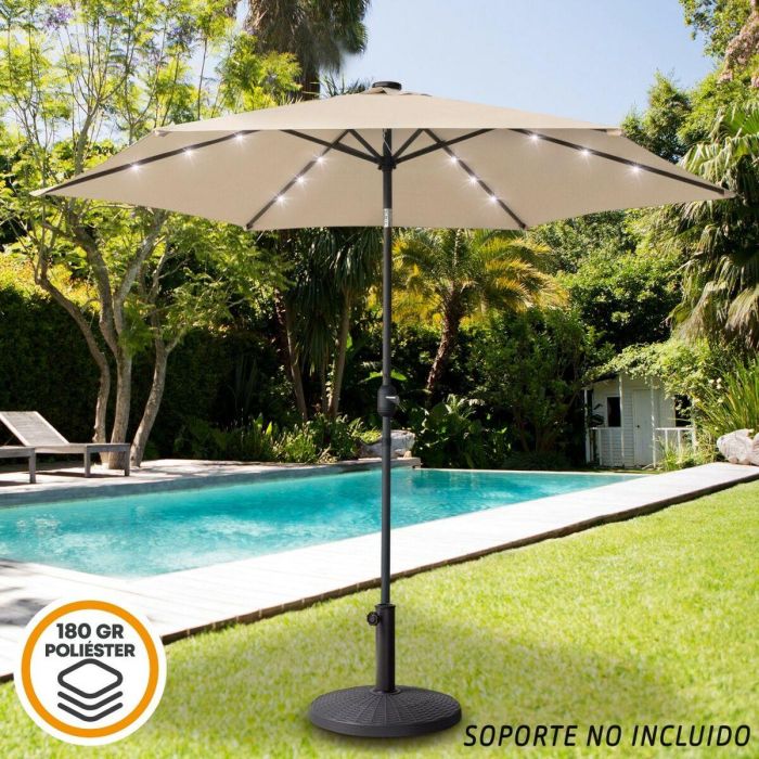 Parasol 300 cm con chimenea y luces led solares 140x15 cm 1 Parasol 300 cm con chimenea y luces led solares 140x15 cm 1