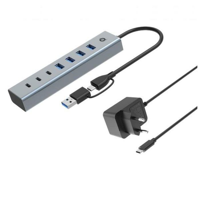 Conceptronic HUBBIES20GP Hub USB 3.0 Gris con 3x USB-C y 4x USB-A