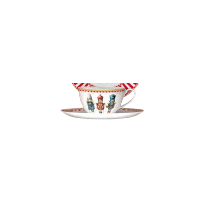 DKD Home Decor Taza de Porcelana, Colección Cascanueces Navidad Tradicional, 220ml Multicolor - Set de 2