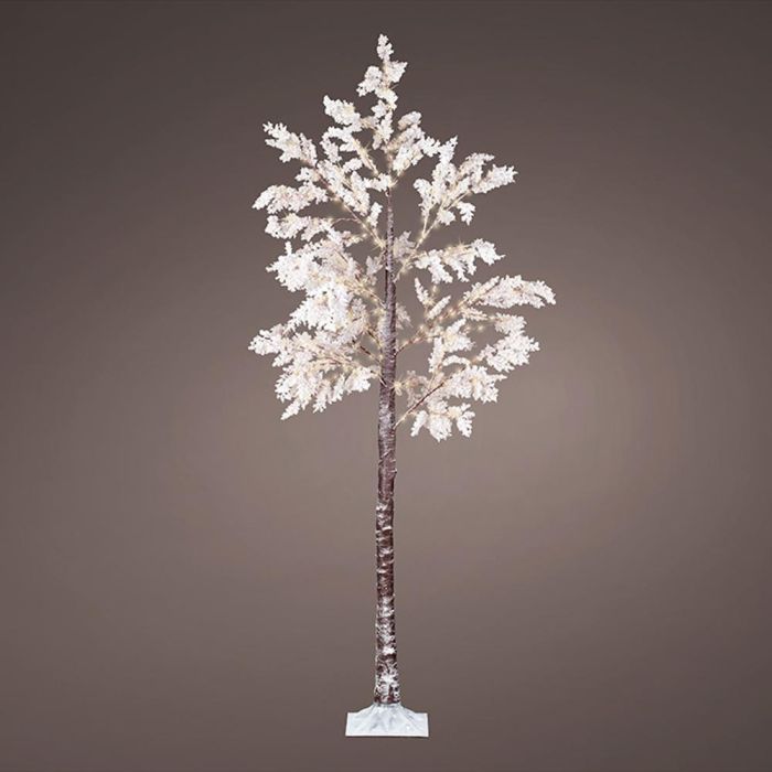 Lumineo Árbol micro LED flores blancas 210cm IP44 270 LEDs luz cálida