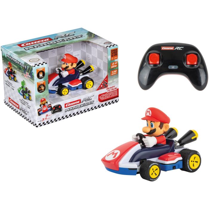 Carrera 320001 Super Mario Kart Race Mini RC 1:32 con Control Remoto, Coche Radiocontrol Mario Kart listo para jugar, baterías incluidas 2 Carrera 320001 Super Mario Kart Race Mini RC 1:32 con Control Remoto, Coche Radiocontrol Mario Kart listo para jugar, baterías incluidas 2
