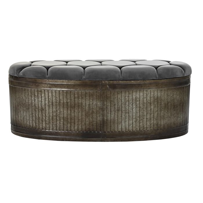 DKD Home Decor Descalzadora Loft Gris Metal y Poliéster 42x47x117 cm Altura Asiento 47 cm 6 DKD Home Decor Descalzadora Loft Gris Metal y Poliéster 42x47x117 cm Altura Asiento 47 cm 6