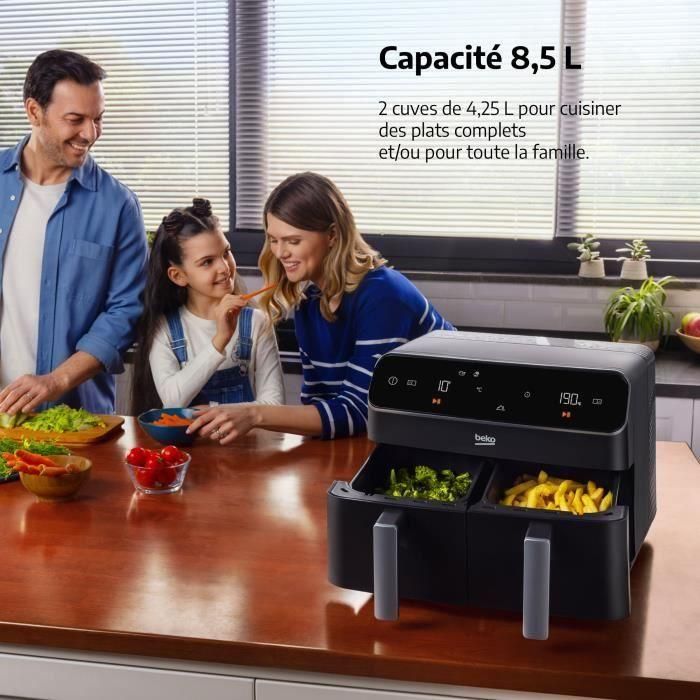Freidora de aire caliente multifunción - BEKO - FRL5388B - 2400 W - 8,5 L para 2 kg de patatas fritas - 2 depósitos (2x 4,5 L) - Negra 3 Freidora de aire caliente multifunción - BEKO - FRL5388B - 2400 W - 8,5 L para 2 kg de patatas fritas - 2 depósitos (2x 4,5 L) - Negra 3