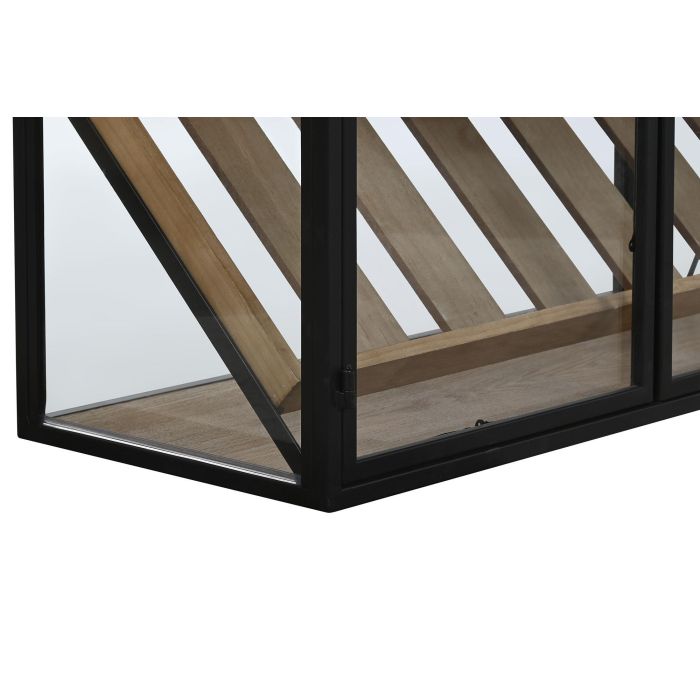 Botellero Home ESPRIT Negro Natural Madera Metal Cristal 102 x 32 x 60 cm 6