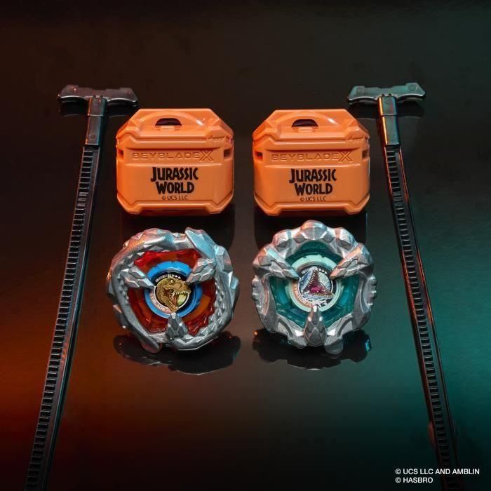 Hasbro HASG1898ES0 Beyblade X Jurassic World T. Rex vs. Mosasaurus - Set 2 Peonzas Takara Tomy y 2 Lanzadores, 8+ Años 1 Hasbro HASG1898ES0 Beyblade X Jurassic World T. Rex vs. Mosasaurus - Set 2 Peonzas Takara Tomy y 2 Lanzadores, 8+ Años 1