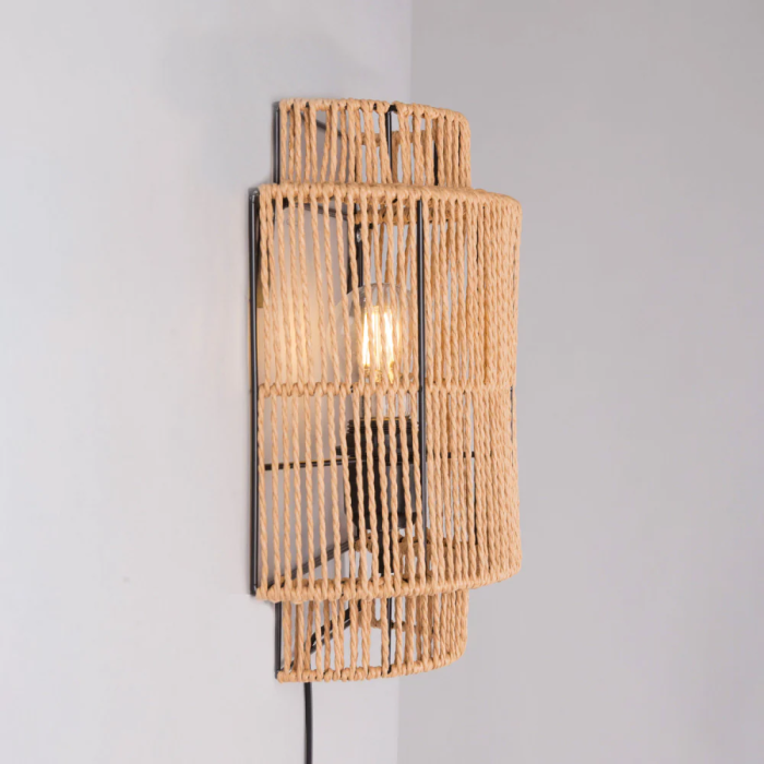 Aplique de Pared Mirpur Khas, Estilo Natural y Mediterráneo, Madera, E27, SKD-W1025 3 Aplique de Pared Mirpur Khas, Estilo Natural y Mediterráneo, Madera, E27, SKD-W1025 3