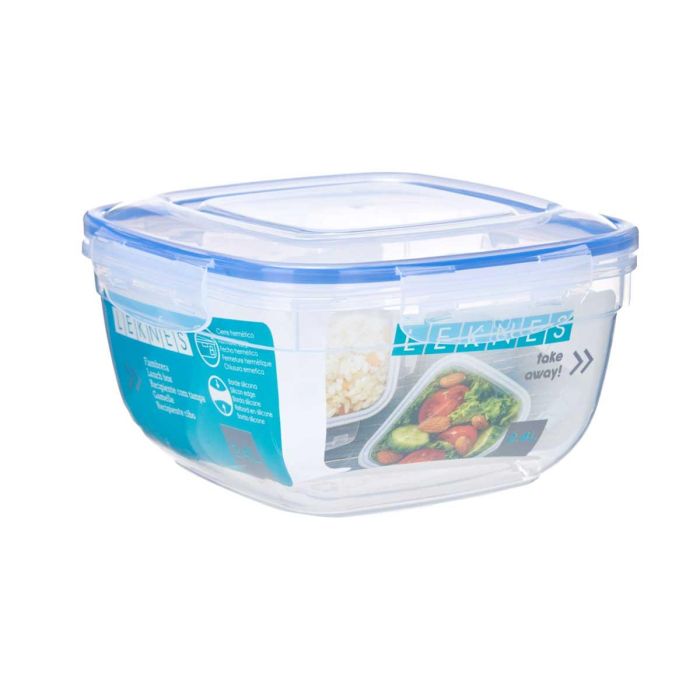 Fiambrera Cuadrada Tapa Azul 2400Ml Leknes 20X11CM (12 Unidades) 1 Fiambrera Cuadrada Tapa Azul 2400Ml Leknes 20X11CM (12 Unidades) 1