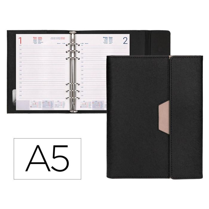 Agenda Encuadernada Liderpapel Nero A5 2025 Dia Pagina Color Negro Papel 70 gr