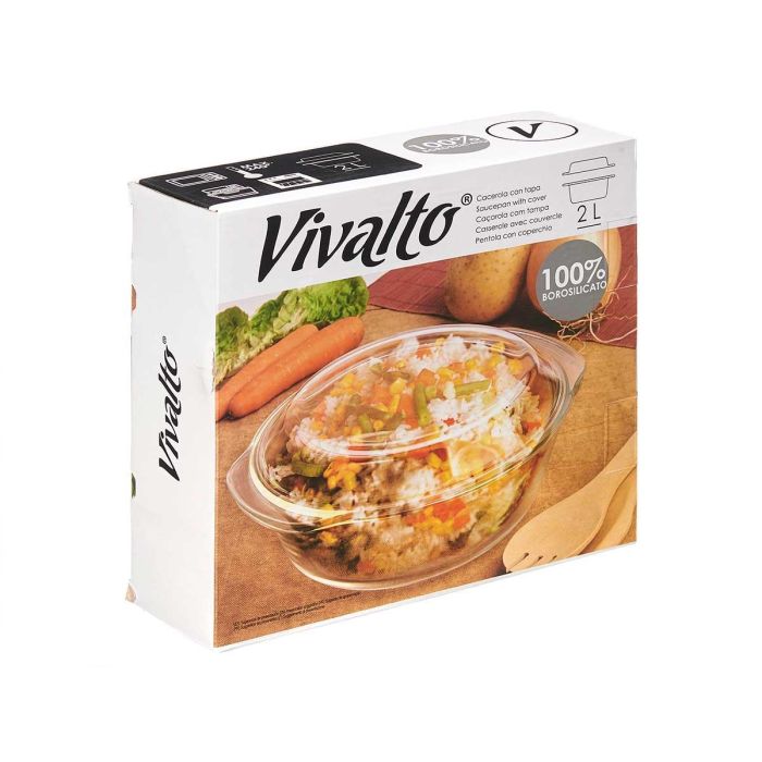 Cacerola Borosilicato 2000Ml Vivalto 26X10CM (8 Unidades) 2 Cacerola Borosilicato 2000Ml Vivalto 26X10CM (8 Unidades) 2