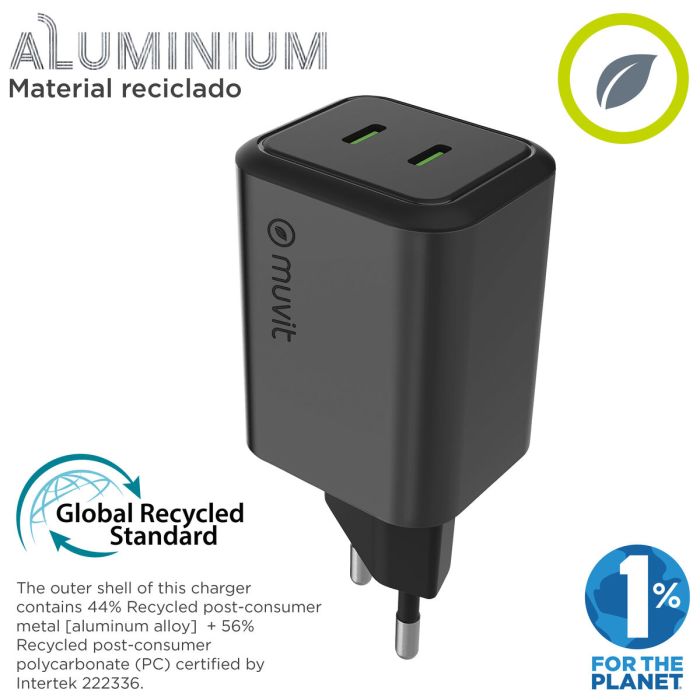 muvit for change cargador de pared 2 Tipo C PD45W aluminio 9