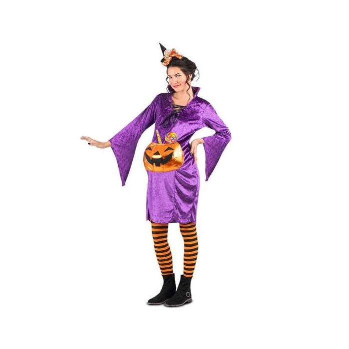 Disfraz bruja calabaza tocado, vestido con bolsillo y medias talla m Disfraz bruja calabaza tocado, vestido con bolsillo y medias talla m