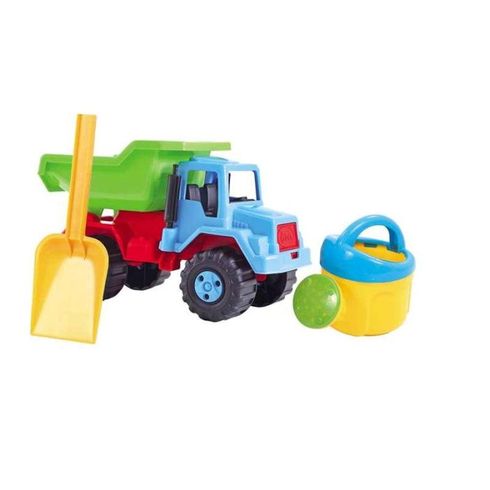 Conjunto playa camion volquete 28x23x15 cm con pala y regadera 3 Conjunto playa camion volquete 28x23x15 cm con pala y regadera 3