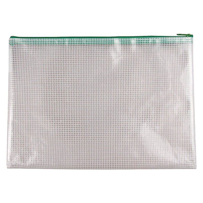 Q-connect Bolsa Multiusos Malla DIN A4 con Cremallera Verde 1