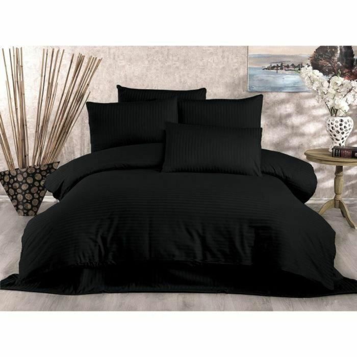 Juego de Cama 220x240 cm con 2 Fundas de Almohada 60x60 cm 70% Poliéster 30% Algodón Negro ASI8683743939176 4