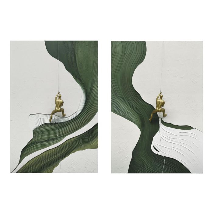 DKD Home Decor Cuadro Moderno Decorativo de Pared con Figura de Hombre, Verde Beige Dorado, 120 x 80 cm, Set de 2 Unidades en Lienzo y Resina DKD Home Decor Cuadro Moderno Decorativo de Pared con Figura de Hombre, Verde Beige Dorado, 120 x 80 cm, Set de 2 Unidades en Lienzo y Resina