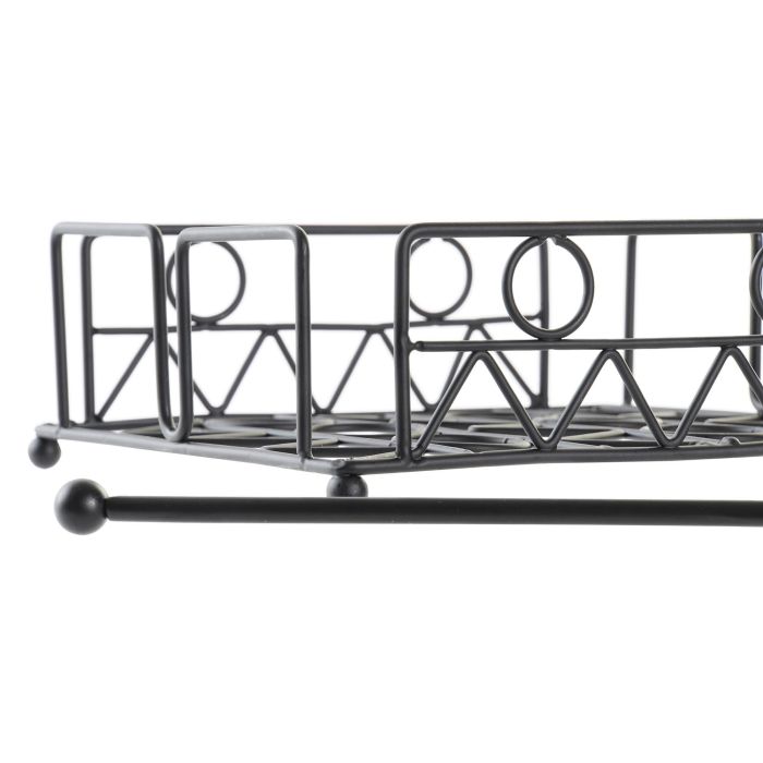 DKD Home Decor Black surewell Servilletero Metal Negro 18 x 7 x 18 cm Cottage 1
