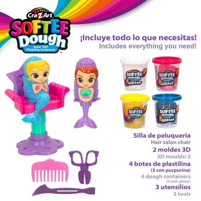 Juego de Plastilina Cra-Z-Art Softee Dough Pelo sirenas (4 Unidades) 3 Juego de Plastilina Cra-Z-Art Softee Dough Pelo sirenas (4 Unidades) 3