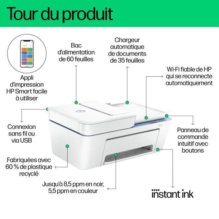 Impresora todo en uno HP Deskjet 4222e de inyección de tinta en color, copia y escaneo: 3 meses de tinta instantánea incluida con HP+ 2 Impresora todo en uno HP Deskjet 4222e de inyección de tinta en color, copia y escaneo: 3 meses de tinta instantánea incluida con HP+ 2