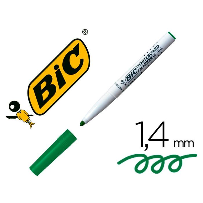 Rotulador Bic Velleda Para Pizarra Verde Punta Redonda 1,4 mm 12 unidades