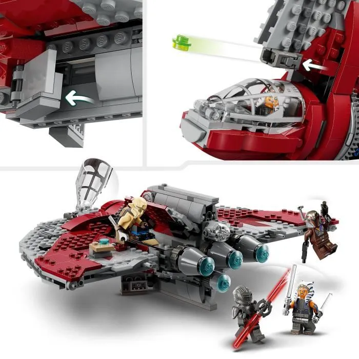 Lego Star Wars Lanzadera T-6 de Ahsoka Tano 75362, Barco Lanzador de Pernos, 4 Personajes