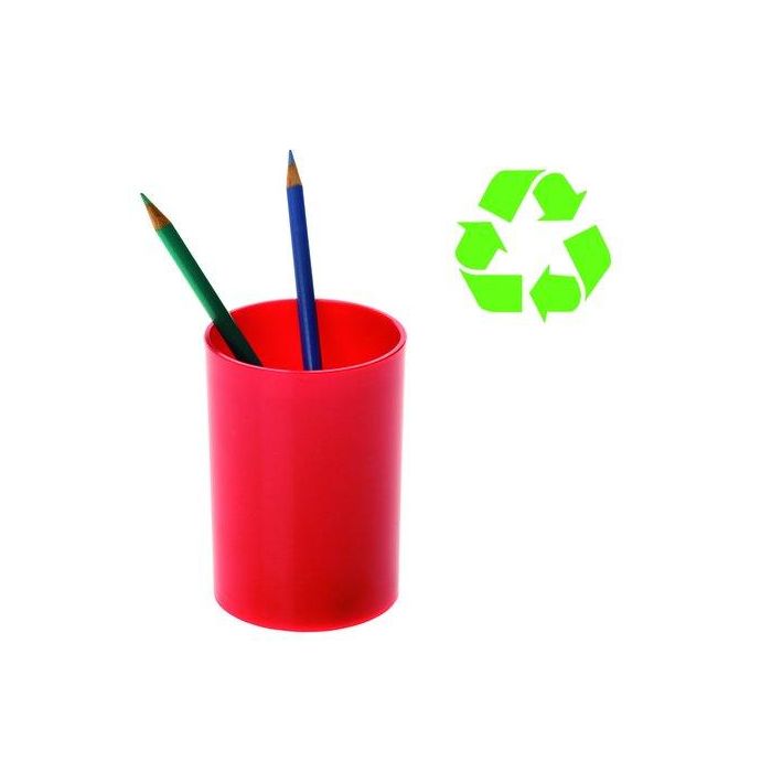Archivo 2000 Cubilete portalápices 100% reciclado, plástico opaco rojo, 75 mm diámetro, 105 mm alto