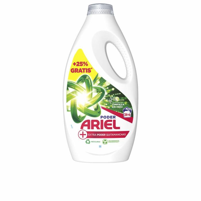 Ariel Detergente Líquido Extra Poder Quitamanchas, COOL CLEAN™ para Lavado en Frío, combate manchas difíciles y mantiene colores, 30 dosis
