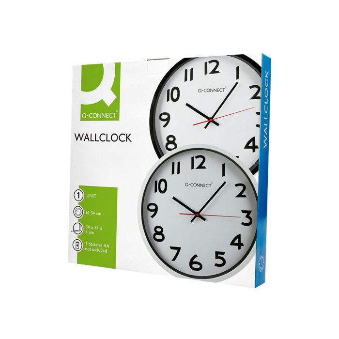 Reloj Q-Connect De Pared Plastico Oficina Redondo 34 cm Marco Negro 10 Reloj Q-Connect De Pared Plastico Oficina Redondo 34 cm Marco Negro 10