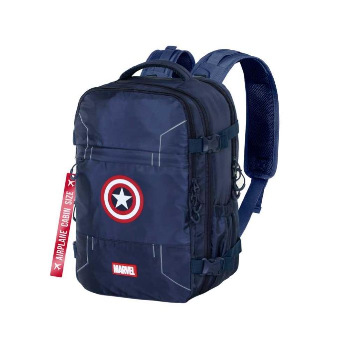 Mochila Mercury Viaje Cabina Avión 40x20x25cm Gears Marvel Capitán América Azul