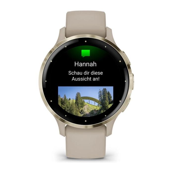 Garmin Reloj Inteligente Venu 3S Beige 010-02785-02 - Wearable con GPS, Monitor de Salud y Notificaciones