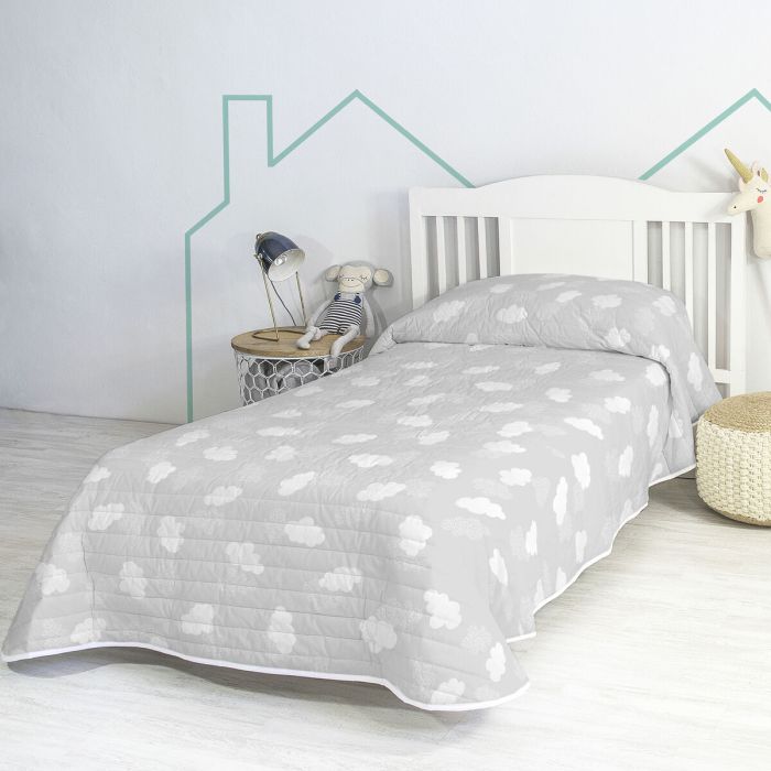 Colcha HappyFriday Basic Kids Gris 200 x 260 cm Nubes 4