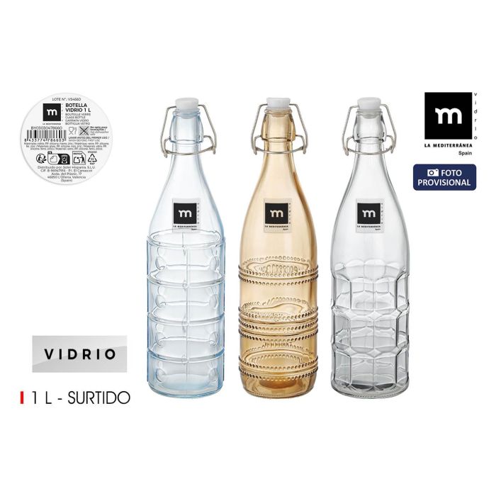 La Mediterran Botella Pintada con Tapón Hermético 1 L (12 Unidades)