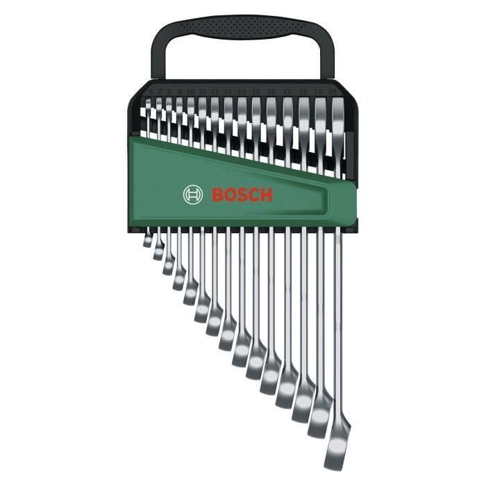 Bosch BOS4053423254136 - Juego de llaves combinadas de 15 piezas, métricas 6-21 mm, robustas, universales y ergonómicas 1