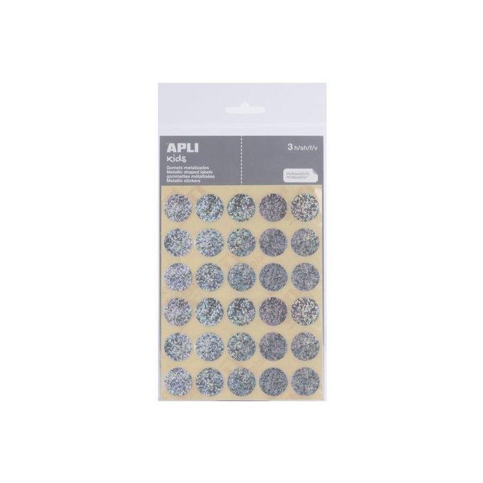 Gomets Apli Metalizados Bolsa 3H Circulo Ø 20 Mm Plata 90 Uds. (11809) 10 unidades