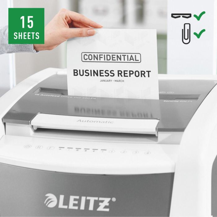 Trituradora de Papel Leitz IQ 600 Pro Autofeed P4 60 L 5