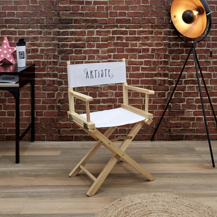 Home Deco Factory Silla Director plegable "Artiste" de madera y tela, altura asiento 43cm, medidas 54x40x87cm, soporta 110kg 1 Home Deco Factory Silla Director plegable "Artiste" de madera y tela, altura asiento 43cm, medidas 54x40x87cm, soporta 110kg 1