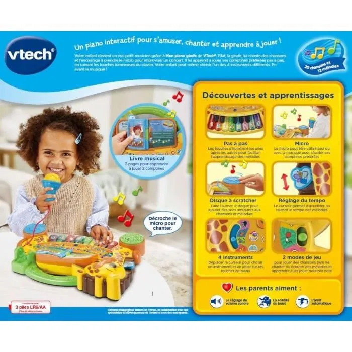 Vtech VTE3417765603051 Mi Piano Jirafa Jungle Rock Idioma Francés 3