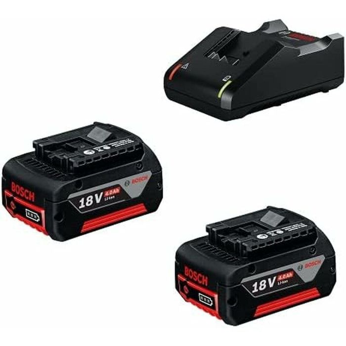 Bosch Professional Batería y Cargador GAL 18V-40 Kit con 2 Baterías 18V 4.0Ah Li-ion, Carga Rápida para Sistema Professional 18V 7