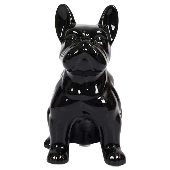 Home Deco Factory Escultura Bulldog Cerámica Negro Brillante 20 cm Colección Galerie 2