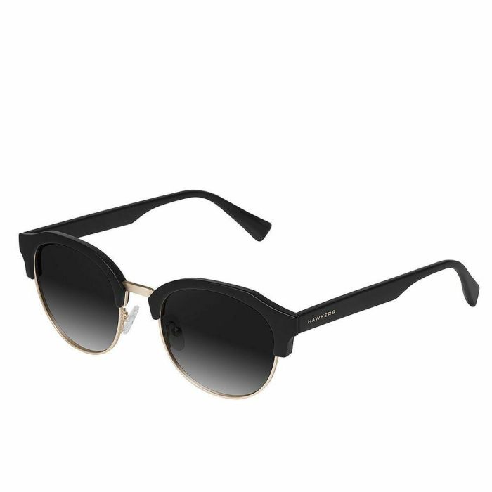 Hawkers Gafas de Sol CLASSIC ROUNDED Negras 51mm Lentes Verdes TR18 Montura TR90 Unisex UV400 Categoría 3