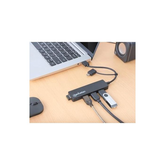 MANHATTAN 4-Port USB 3.0 Typ-C / Typ-A Kombi-Hub schwarz 4