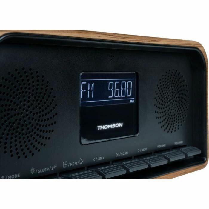 Radio Reloj Despertador Bluetooth - THOMSON - Vintage Cosy - 30W, Radio FM, Alarma Dual, Pantalla LCD, Cargador USB-C, Fuente de Alimentación. 230 V 3