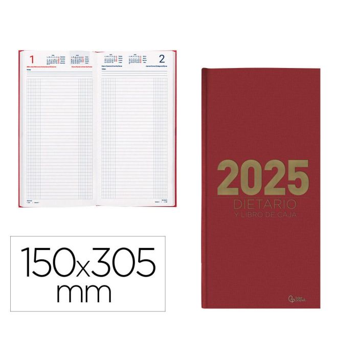 Dietario Liderpapel 2025 Dos Tercios 15x30,5 cm Color Rojo Papel 70 gr