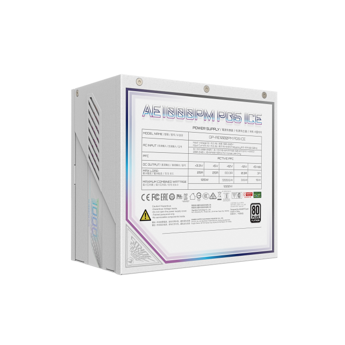 GIGABYTE Fuente de Alimentación AORUS ELITE P1000W ICE 28200-AE10W-1EUR, 1000W, 80 PLUS Platinum, Modular, ATX 3.0, Blanco