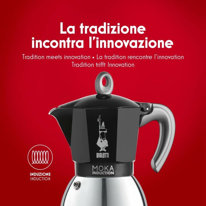 Bialetti Brikka Induction Cafetera Italiana 4 Tazas Negro/Acero