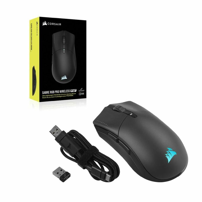 Ratón Gaming Corsair SABRE RGB PRO WIRELESS CHAMPION 26000 dpi Negro 1 Ratón Gaming Corsair SABRE RGB PRO WIRELESS CHAMPION 26000 dpi Negro 1